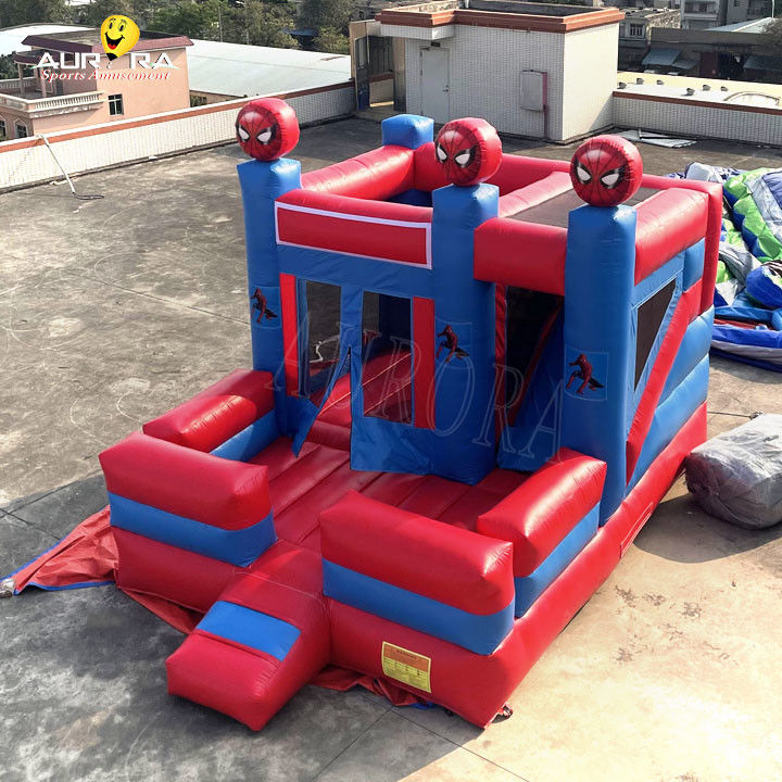 Spider-Man-Themen Farbenfrohe Aufblasbare Sprungburgtür Aussteiger Kombination angepasst