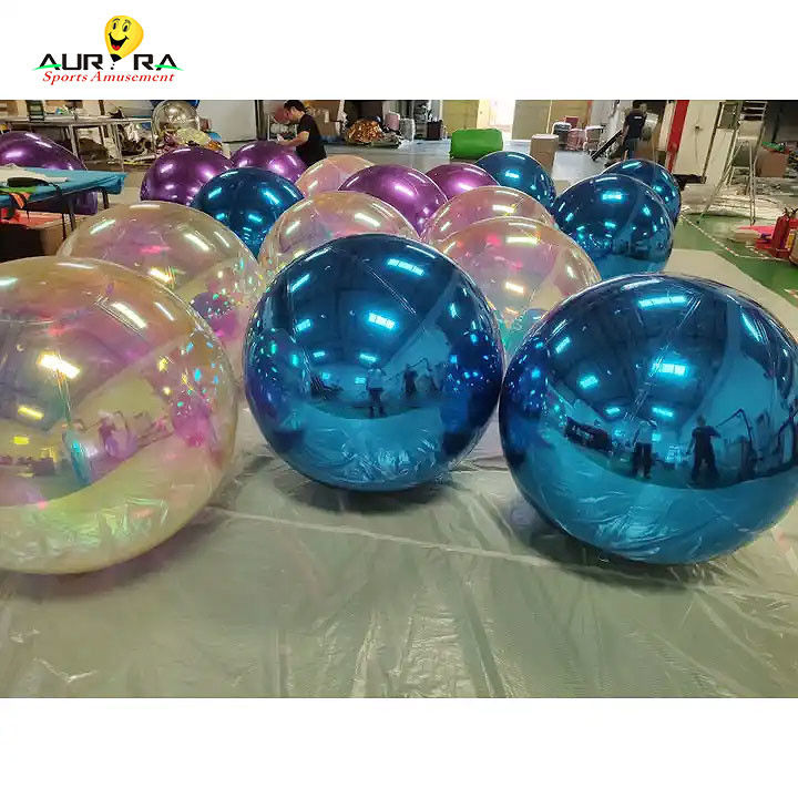 Riesige Silber aufblasbare Spiegelkugel PVC für Weihnachtshochzeitsfeier Dekor