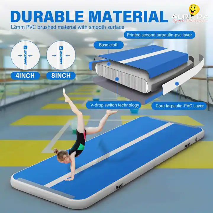Gymnastik-Tumbling-Gymnastik-Air Track Mat 3m Außentür aufblasbare Sprungmatte Blau