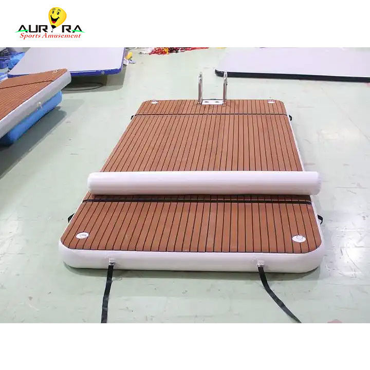 OEM aufblasbare schwimmende Dock-Schwimmplattform mit Leiter Drop Stitch PVC Teak Schaum