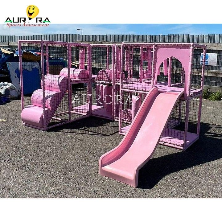 Rutschen Trampolin Park Weichspiel Wald Kinder Outdoor Pastell Rosa zum Verkauf