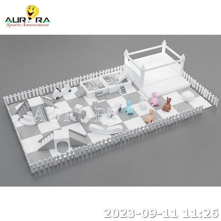 Weiß und Grau Soft-Play-Ausrüstung für Kinder Mobil-Spielplatz Party Vermietung