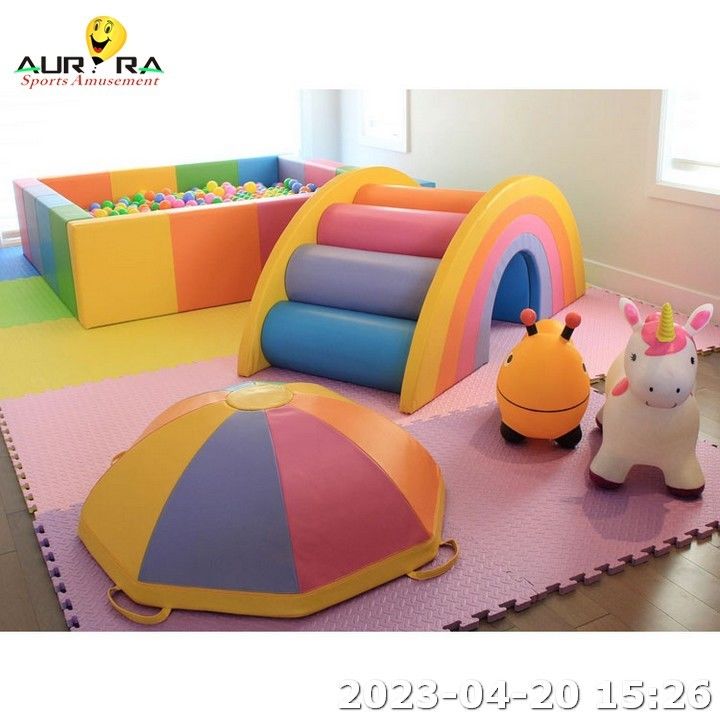 PU-Leder Kinder Soft Play Ausrüstung Block Schaum Indoor Spielplatz Ball Pit Pool Blau