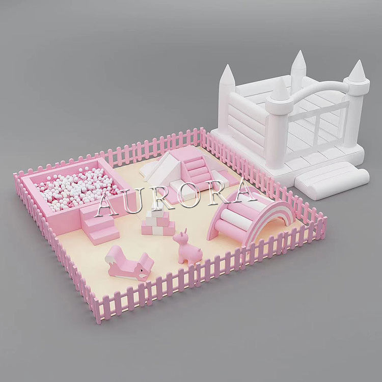 Kinder Soft Play Set Super Indoor Soft Play Ausrüstung Weiß und Rosa Soft Package