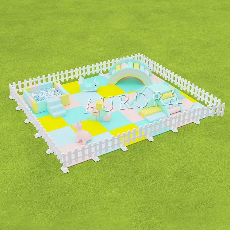 Kinder Soft Play Set Super Indoor Soft Play Ausrüstung Weiß und Rosa Soft Package