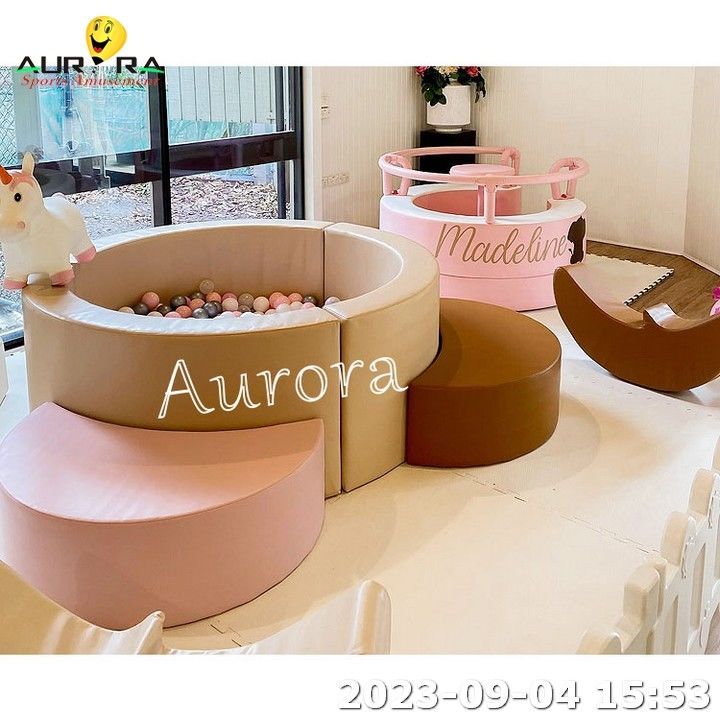 Kleinkind aufblasbares Weichspiel Outdoor Sprunghaus Indoor Spielbereich Weich bunter rosa