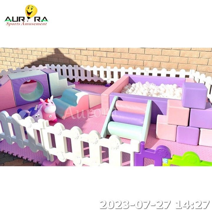 Indoor-Spielgeräte Weiches Spiel Set Kinder Weiches Klettern Set Lila Rosa Weiß