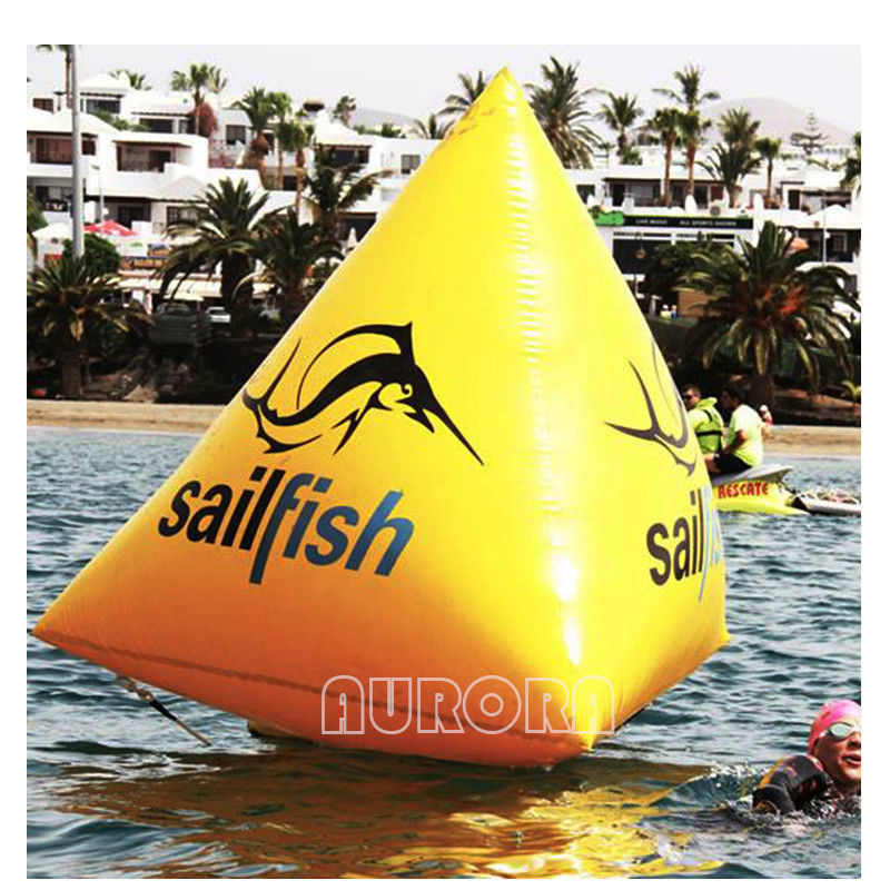 Wasserbojen Schwimmbögen Aufblasbare Dreieckbojen Riesenschwimmende Markerbojen gelb