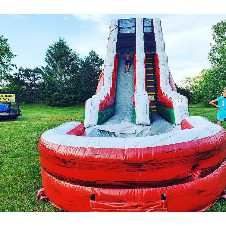 Commercial aufblasbare Wasserrutsche Rot PVC-Wasserrutsche mit Luftbläser für Kinder Erwachsene