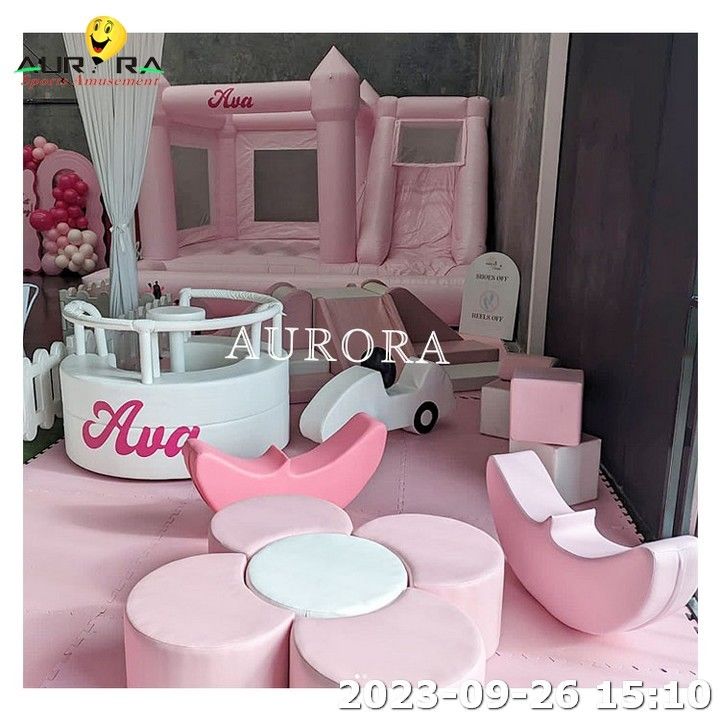 Aufblasbare Sprungblaue Mini Castle Soft Play Ausrüstung Bereich für Kinder mit Zaun