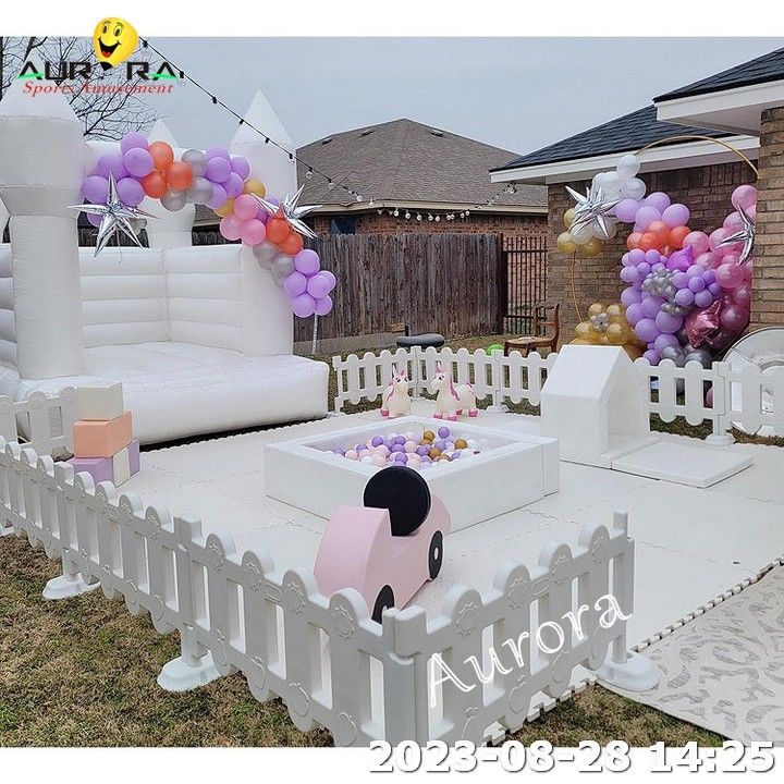 Soft Play Bounce Haus Vermietung Outdoor Soft Play mit Rutsche und Ball Pit Weiß