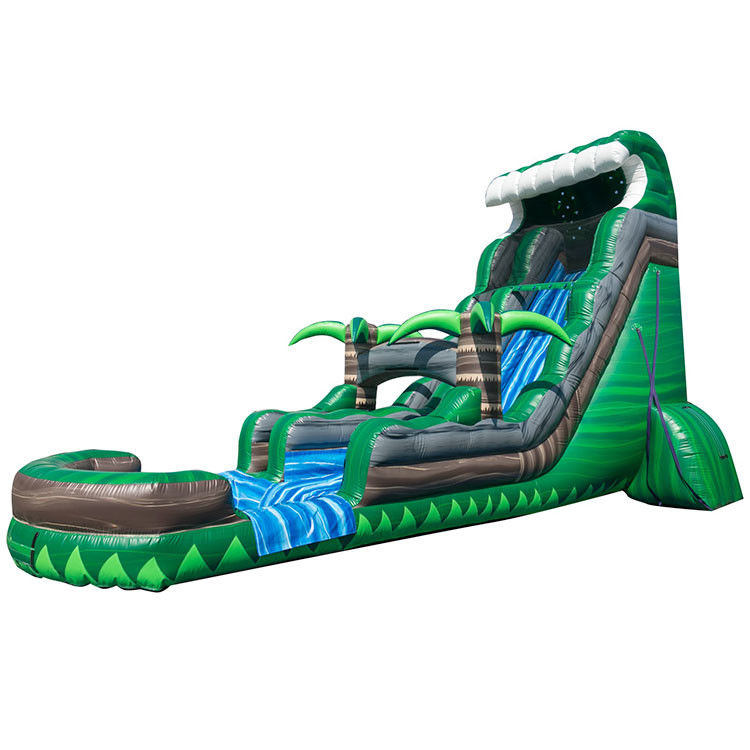 Aufblasbare Wasserrutsche mit Pool für Kinder PVC Blaue Gartenbahn Wasserrutsche 22ft