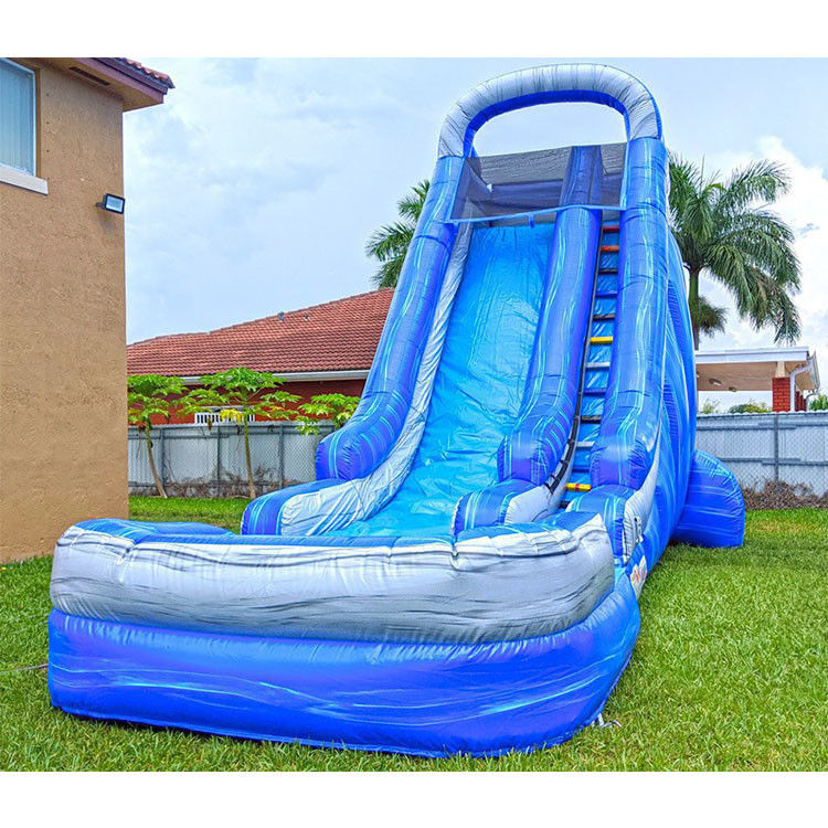 Aufblasbare Wasserrutsche mit Pool für Kinder PVC Blaue Gartenbahn Wasserrutsche 22ft